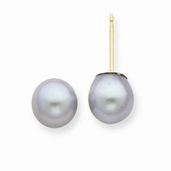 14k 7-8 mm Grey Akoya Cultured Pearl Stud Earrings 14k 7-8 mm Grey Akoya Cultured Pearl Stud Earrings