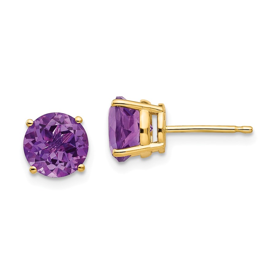 14k 7 mm Amethyst Post Earrings