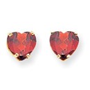 14k 7 mm Heart Garnet Earrings
