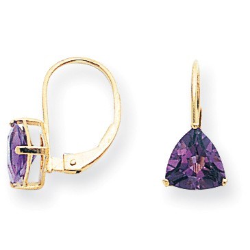 14k 7 mm Trillion Amethyst Leverback Earrings 14k 7 mm Trillion Amethyst Leverback Earrings