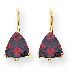 14k 7 mm Trillion Garnet Leverback Earrings 14k 7 mm Trillion Garnet Leverback Earrings