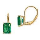 14k 7x5 mm Emerald Cut Mount St. Helens Leverback Earrings