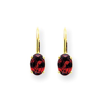 14k 7x5 mm Oval Garnet Leverback Earrings 14k 7x5 mm Oval Garnet Leverback Earrings