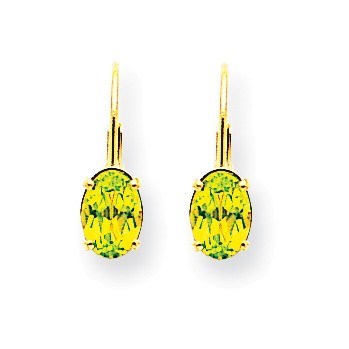 14k 7x5 mm Oval Peridot Drop Leverback Earrings 14k 7x5 mm Oval Peridot Drop Leverback Earrings