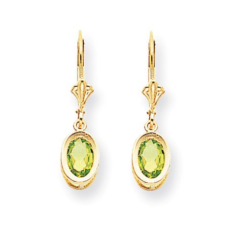 14k 7x5 mm Oval Peridot Leverback Earrings 14k 7x5 mm Oval Peridot Leverback Earrings