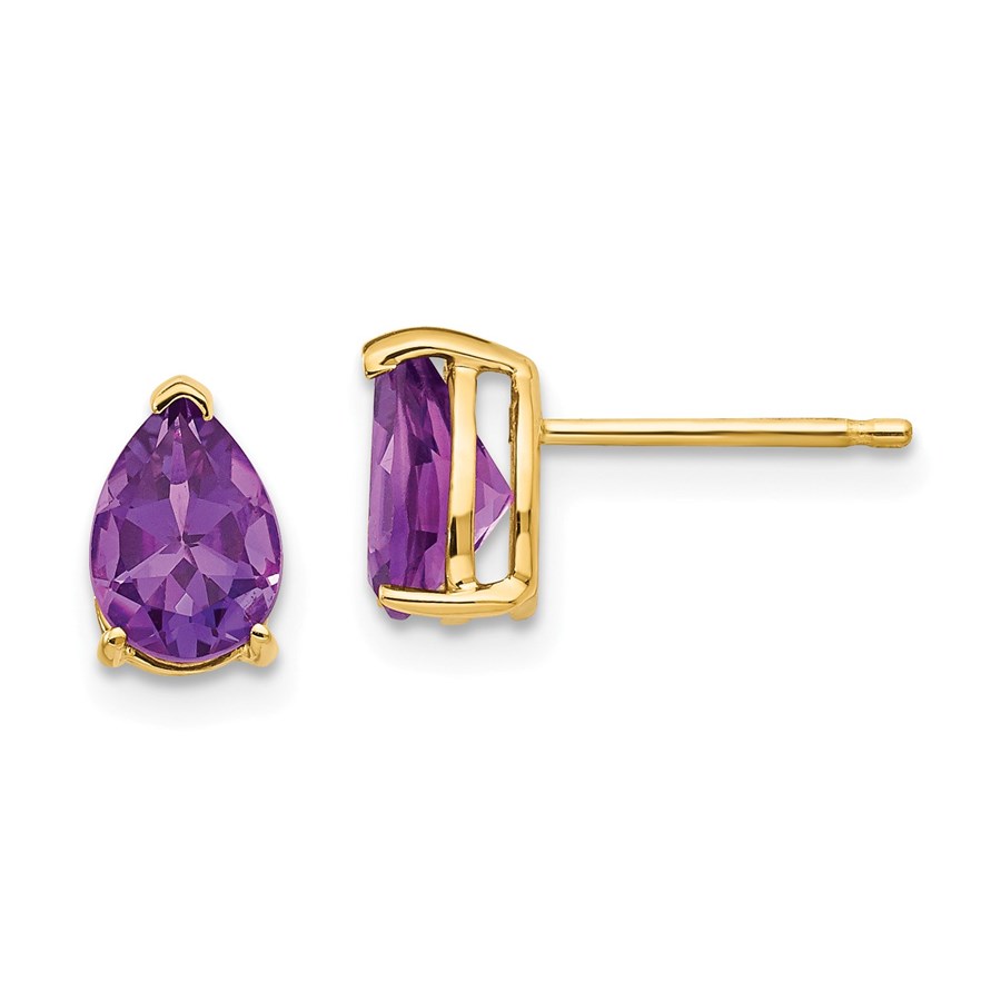 14k 7x5 mm Pear Amethyst Earrings