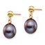 14k 8-9 mm Black Cultured Pearl Dangle Earrings