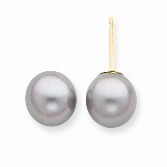 14k 8-9 mm Grey Akoya Cultured Pearl Stud Earrings 14k 8-9 mm Grey Akoya Cultured Pearl Stud Earrings