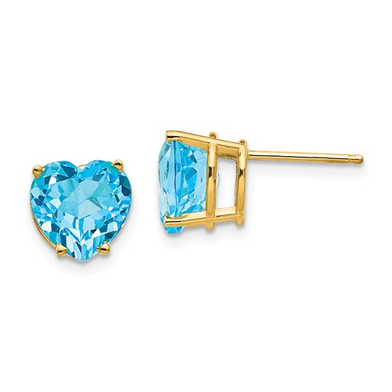 14k 8 mm Heart Blue Topaz earring 14k 8 mm Heart Blue Topaz earring