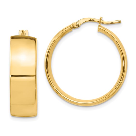 14K 8mm High Polished Hoop Earrings - 25 mm 14K 8mm High Polished Hoop Earrings - 25 mm