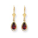 14k 8x5 mm Pear Garnet Leverback Earrings