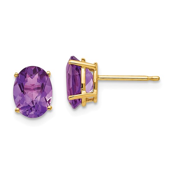 14k 8x6 mm Oval Amethyst Earrings 14k 8x6 mm Oval Amethyst Earrings