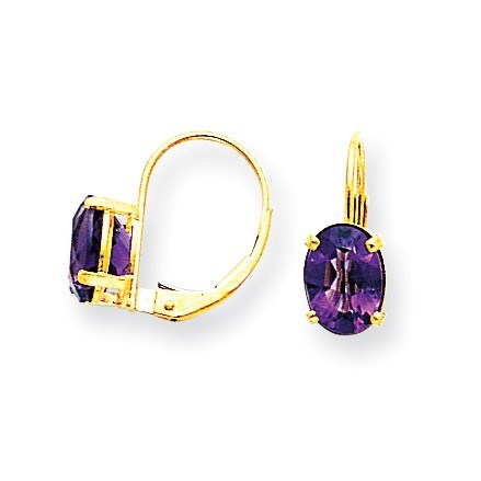 14k 8x6 mm Oval Amethyst Leverback Earrings 14k 8x6 mm Oval Amethyst Leverback Earrings
