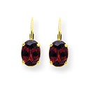 14k 8x6 mm Oval Garnet Leverback Earrings