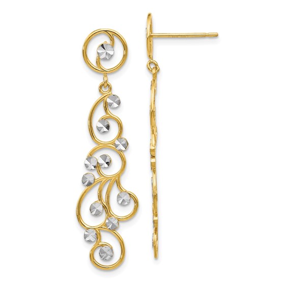 14k and Rhodium Filigree Dangle Earrings 14k and Rhodium Filigree Dangle Earrings