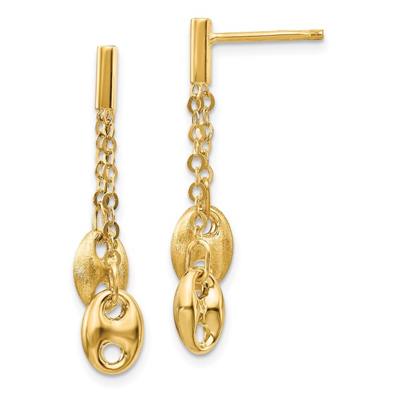 14K Brushed & Polished Post Dangle Earrings - 30 mm 14K Brushed & Polished Post Dangle Earrings - 30 mm