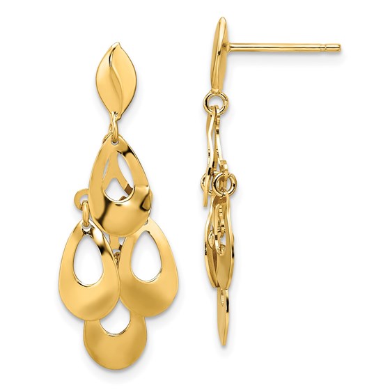 14K Brushed Post Dangle Chandelier Earrings - 32.5 mm 14K Brushed Post Dangle Chandelier Earrings - 32.5 mm