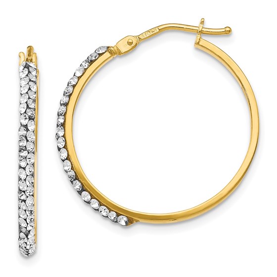 14K Crystals from Swarovski Polished Hoop Earrings - 25 mm 14K Crystals from Swarovski Polished Hoop Earrings - 25 mm