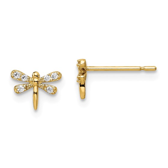 14k Cubic Zirconia Dragonfly Post Earrings - 42 mm 14k Cubic Zirconia Dragonfly Post Earrings - 42 mm