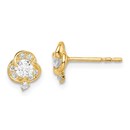 14k Cubic Zirconia Flower Post Earrings - 39 mm