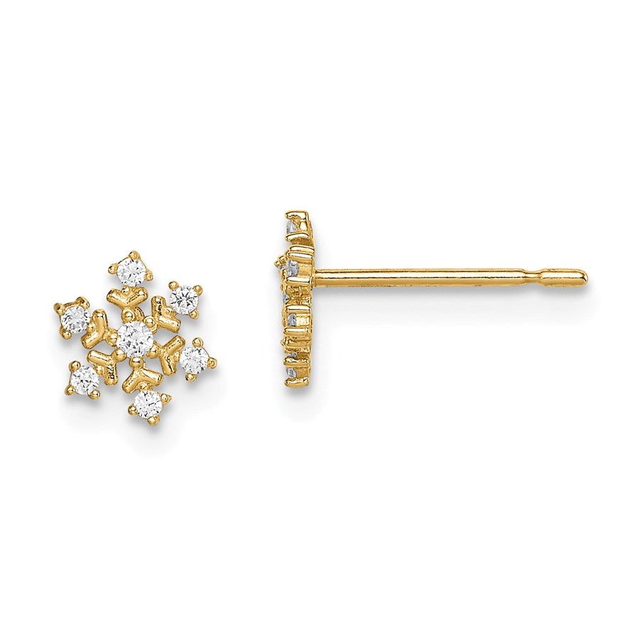 14k Cubic Zirconia Snowflake Post Earrings - 42 mm