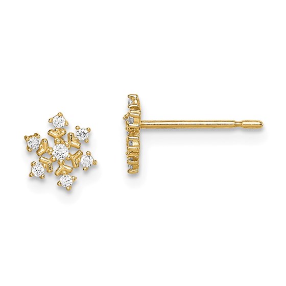 14k Cubic Zirconia Snowflake Post Earrings - 42 mm 14k Cubic Zirconia Snowflake Post Earrings - 42 mm