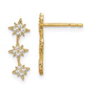14k Cubic Zirconia Star Drop Bar Dangle Post Earrings - 53 mm