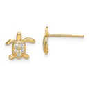14k Cubic Zirconia Turtle Post Earrings - 39 mm