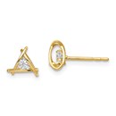 14k Cubic Zirconia Weaved Triangle Post Earrings - 48 mm