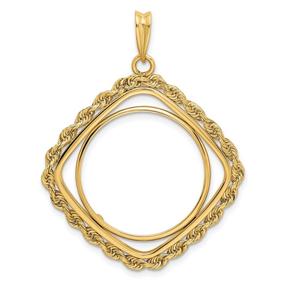 14K Cushion Shape Rope 21.6 mm Prong Coin Bezel 14K Cushion Shape Rope 21.6 mm Prong Coin Bezel