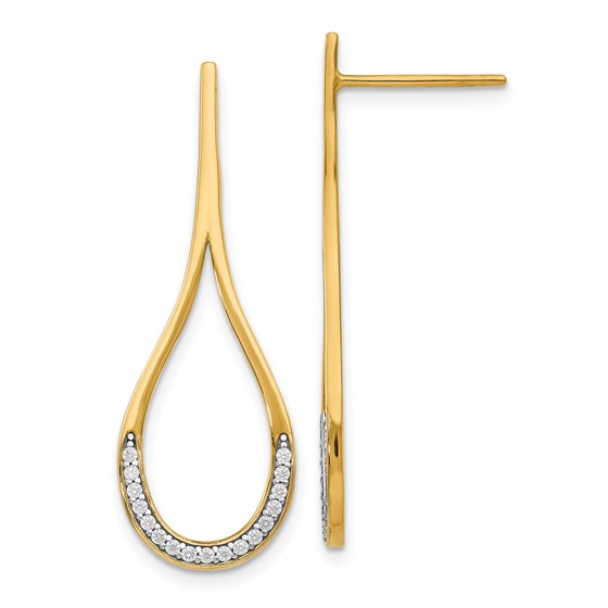 14K CZ Post Dangle Earrings - 32 mm 14K CZ Post Dangle Earrings - 32 mm