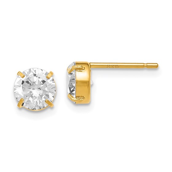 14K CZ Stud 6.0mm Earrings - 6 mm 14K CZ Stud 6.0mm Earrings - 6 mm