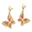 14K D/C Pink Enamel Butterfly Post Dangle Earrings - 28 mm