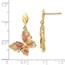 14K D/C Pink Enamel Butterfly Post Dangle Earrings - 28 mm