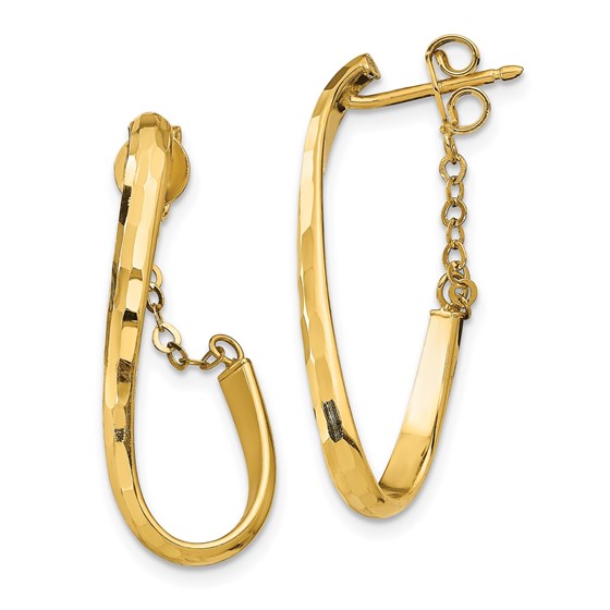 14K D/C Polished Twisted Post Dangle w/ Chain Earrings - 29.75 mm 14K D/C Polished Twisted Post Dangle w/ Chain Earrings - 29.75 mm