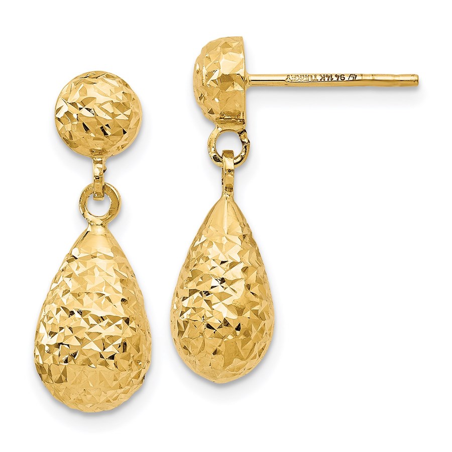 14K D/C Post Dangle Earrings - 20 mm