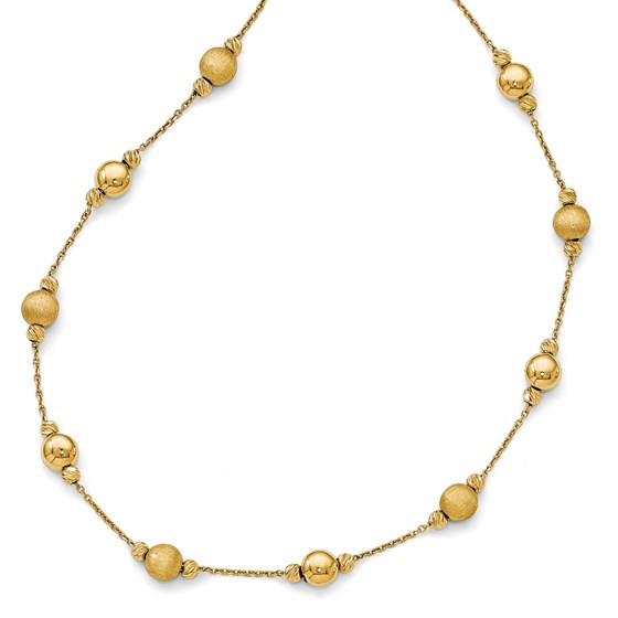 14K D/C Scratch Finish Polished Necklace - 17 in.