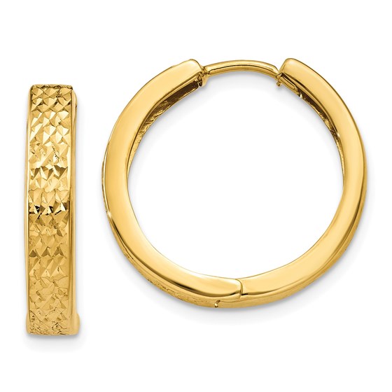 14k Diamond-cut Hinged Hoop Earrings 14k Diamond-cut Hinged Hoop Earrings