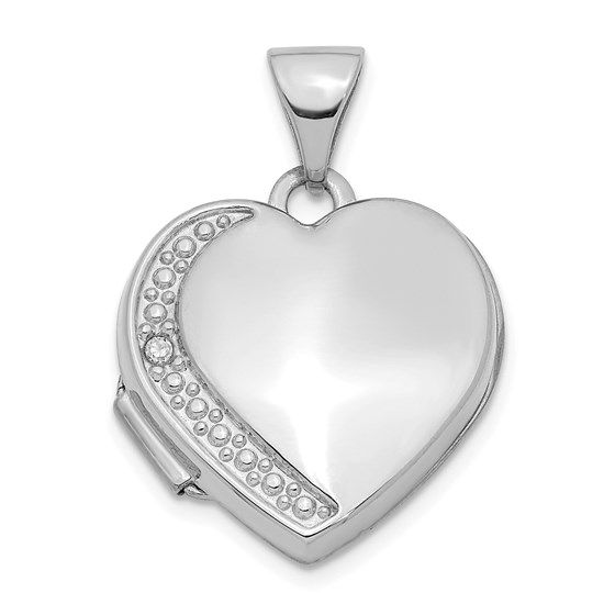 Buy 14k Diamond Heart Locket Pendant - 22 mm | APMEX