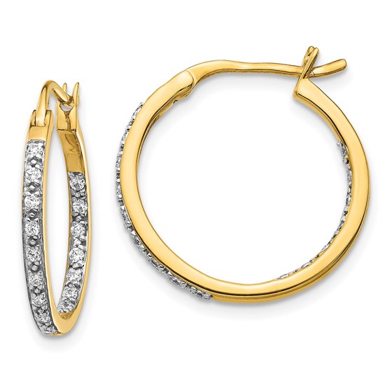 14k Diamond In/Out Hoop Earrings - 18 mm 14k Diamond In/Out Hoop Earrings - 18 mm
