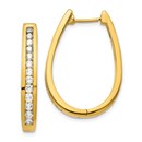 14k Diamond Oval Hinged Hoop Earrings - 27 mm