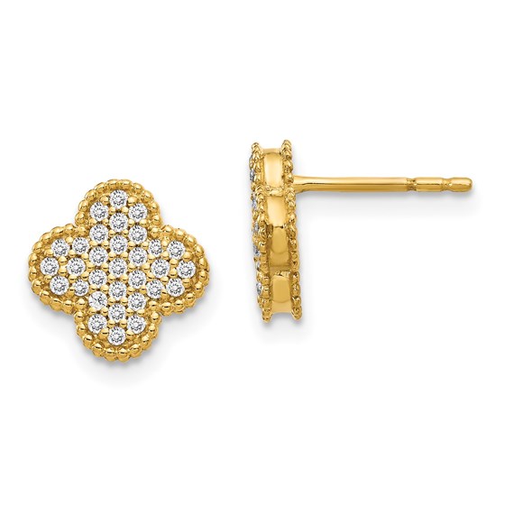 14k Diamond Quatrefoil Post Earrings - 10 mm 14k Diamond Quatrefoil Post Earrings - 10 mm