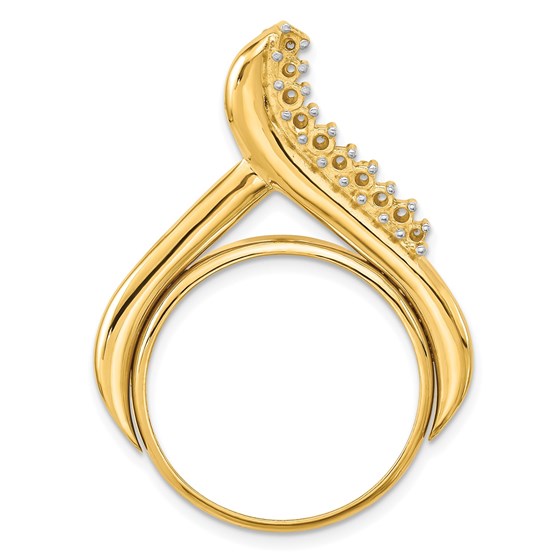14K Diamond Teardrop 21.6 mm Prong Coin Bezel Chain Slide Mtg 14K Diamond Teardrop 21.6 mm Prong Coin Bezel Chain Slide Mtg