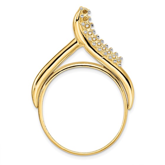 14K Diamond Teardrop 27 mm Prong Coin Bezel Chain Slide Mtg 14K Diamond Teardrop 27 mm Prong Coin Bezel Chain Slide Mtg