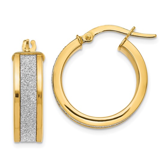 14K Fancy Glimmer Hoop Earrings - 20 mm 14K Fancy Glimmer Hoop Earrings - 20 mm