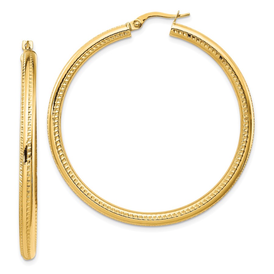 Buy 14K Fancy Hoop Earrings 46 mm APMEX