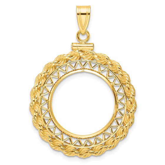 14K Filigree w/ Rope Screw Top 22 mm Coin Bezel 14K Filigree w/ Rope Screw Top 22 mm Coin Bezel