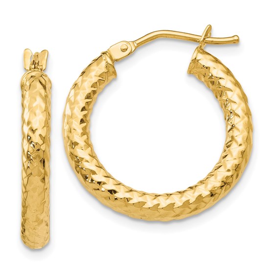 14K ForeverLite Polished and Textured Hoop Earrings - 22 mm 14K ForeverLite Polished and Textured Hoop Earrings - 22 mm