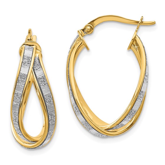 14K Glimmer Infused Criss Cross Earrings - 25 mm 14K Glimmer Infused Criss Cross Earrings - 25 mm