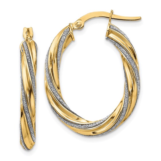 14K Glimmer Infused Oval Hoop Earrings - 28 mm 14K Glimmer Infused Oval Hoop Earrings - 28 mm
